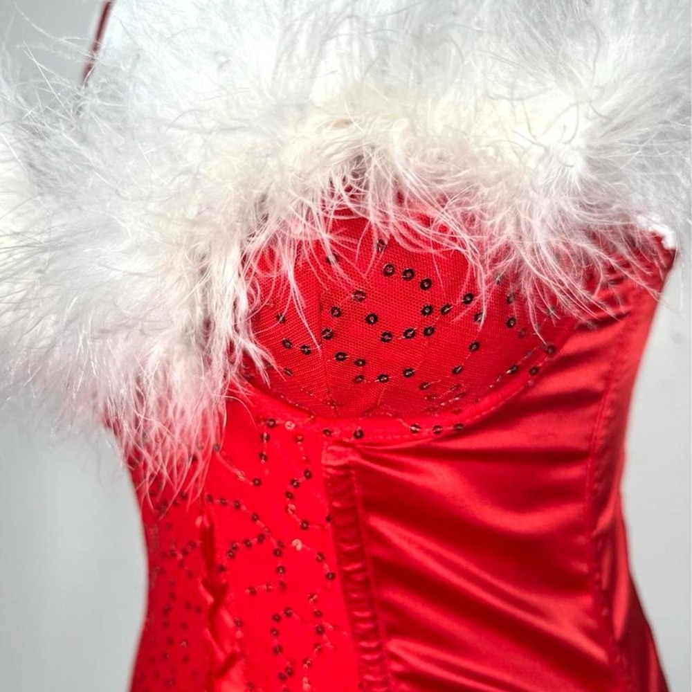 La Senza Red Sexy Corset, Faux Fur, Garter Straps, Size XS - Picture 7 of 8